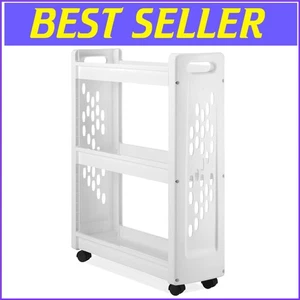 Compact 3-Tier Rolling Storage Cart - Ideal for Laundry Room & Bathroom, 8.5x26 - Picture 1 of 10
