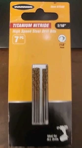 Warrior 1/16” TITANIUM HIGH SPEED STEEL DRILL BIT 7 Pc Hobby Crafts 61549 NEW - Picture 1 of 3