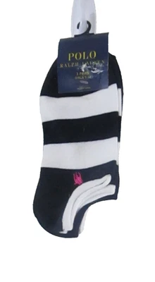 Meias Polo Ralph Lauren Meninas No Show Tornozelo 3 Pares 9-11 Multi Novo com etiquetas - Imagem 1 de 2