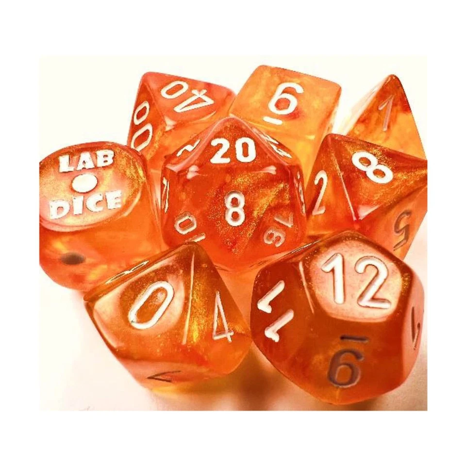 Chessex Lab Dice 6 CHX 30052 Borealis Blood Orange/White (Polyhedral Die Set)