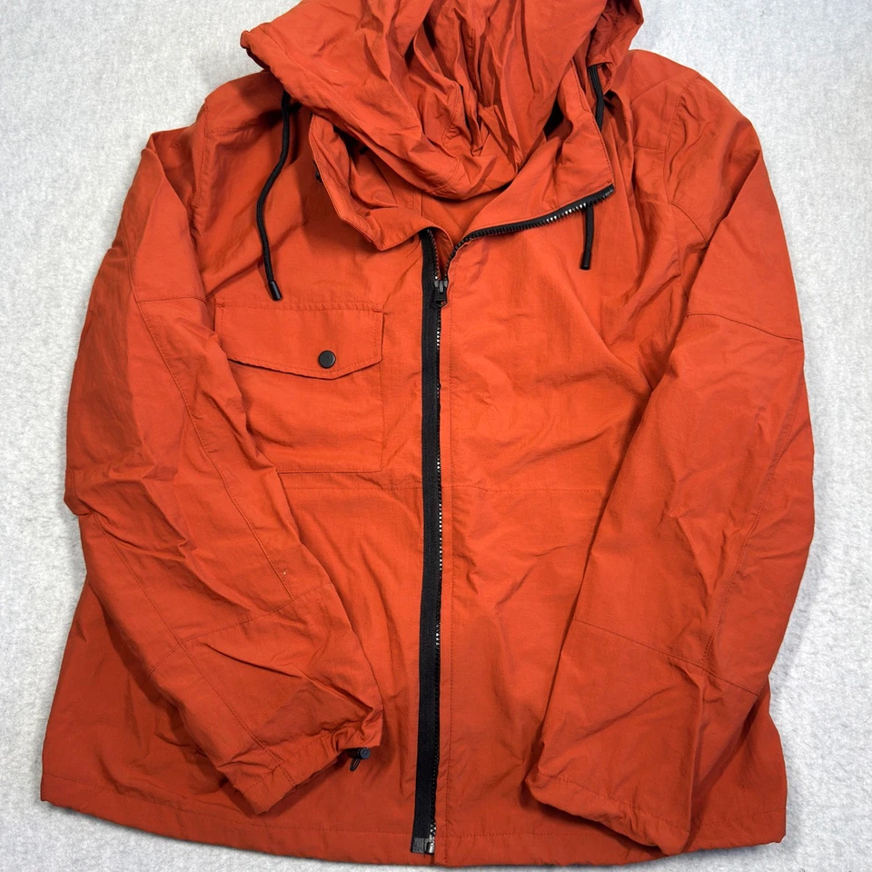 Chaqueta de lluvia Zara para hombre talla XL naranja con capucha Foto 1 de 4