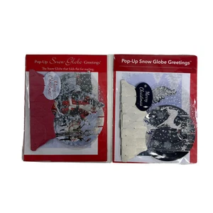 Pop up Snow globe Greetings (Set of 2) NEW Reindeer/Santa Claus 2-PACK Paper Glo - Picture 1 of 17