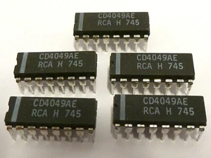IC CD4049 (CD4049AE) RCA CMOS Sechskant-Invertierungspuffer-Konverter 16 Pin DIP (Menge 5) - Bild 1 von 11