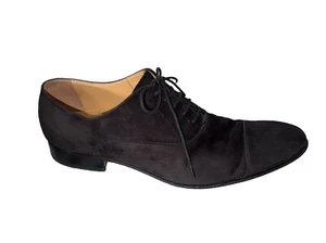 Chanel Black Suede Oxford Lace Up Shoes 44 US 11 C - Picture 1 of 10