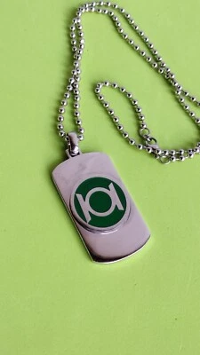 DC Comics Green Lantern Men's Stainless Steel Logo Dog Tag Pendant 22" Chain - Image 1 of 4