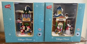 Disney Christmas Village Light Up House • Mickey Movie Time & School 2 Houses - Picture 1 of 5