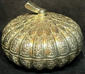 Vintage Silver Plated Autumn Pumpkin Trinket Box Dish Made in Japan - Picture 1 of 5