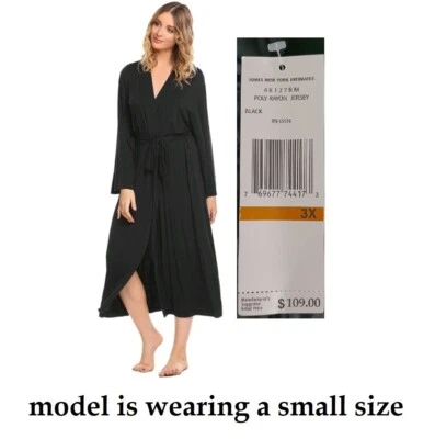 Jones New York NEW $109 Black Robe Wrap Tie Polyester Blend 3X Plus Size QCO - Image 1 of 4