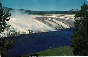 Chrome postcard The Midway Terrace, Firehole River, Yellowstone Pk Free Shipping - Picture 1 of 2