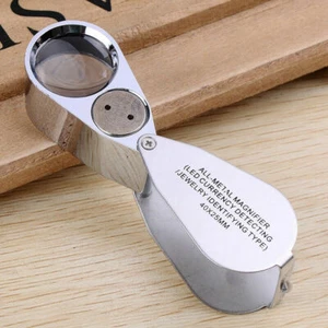 40 times magnifying glass full metal 3 LED Folding Jewelry Loop Magnifier Pocket - Picture 1 of 4