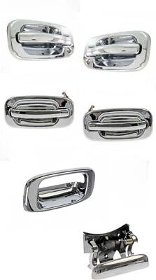 Outside Door Handles For 2002-2005 Chevy Silverado Sierra With Tailgate Chrome Foto 1 de 4