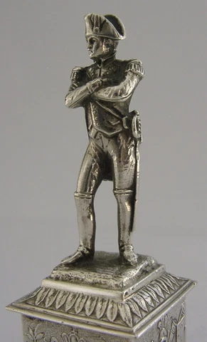 HEAVY 120g SOLID SILVER NAPOLEON DESK FIGURE STATUE HANAU c1900 SUPERB 4.5inch Cover