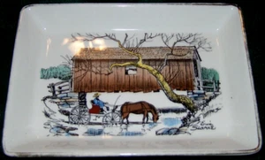 Very Nice Hand Colored Covered Bridge Dresser Tray/Plaque By Eric Sloane NY - Picture 1 of 4