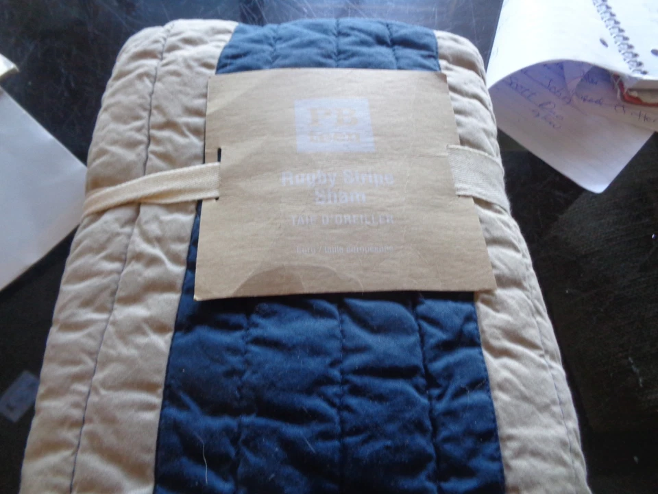 Pottery Barn Niños Rugby Acolchado Euro Azul Marino Piedra Falsa Acolchado Nuevo con etiquetas Foto 1 de 1