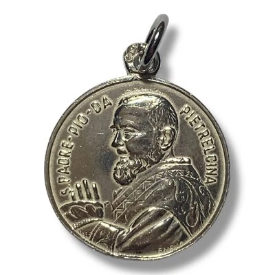 Pendente Padre Pio in argento 925% - Immagine 1 di 4