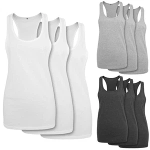 Build Your Brand Ladies Loose Tank 3-Pack Muskelshirt Shirt Oberteil shirt Sport - Picture 1 of 4