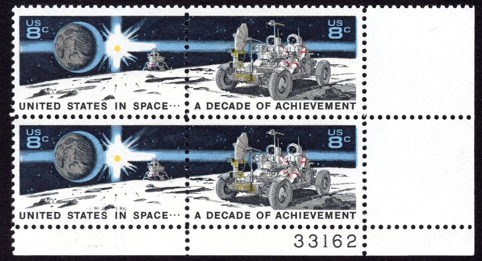 Scott #1435b Space Achievement on Moon Plate Block of 4 Stamps - MNH P#33162 LR - Image 1 of 1