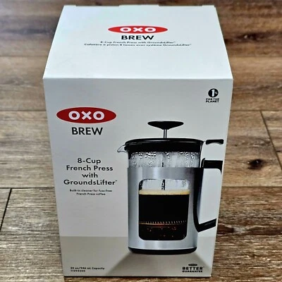 Prensa francesa OXO Brew 8 tazas con levantador de tierra artículo 11294500 Foto 1 de 4