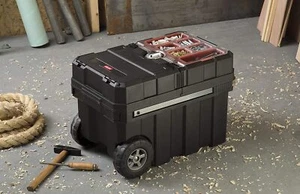 Herramienta de taller móvil negra 24" gabinete pecho caja de almacenamiento rodante herramientas de viaje - Imagen 1 de 8