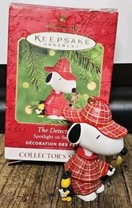 Vintage Peanuts Sherlock Holmes Detective Snoopy w Woodstock Ornament RARE! - Picture 1 of 7