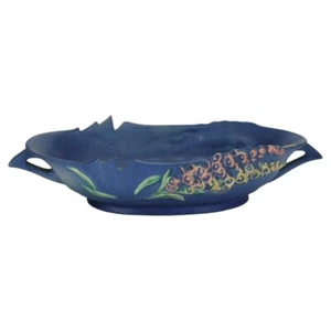 Roseville Art Pottery Blue Console Bowl With Foxglove Pattern Mid 20thC - Picture 1 of 6