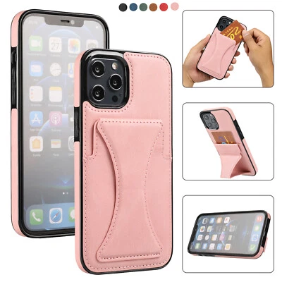 Leather Magnet Back Cover Card Holder Case For iPhone 14 13 12 11 Pro Xs Max Xr - Image 1 of 4