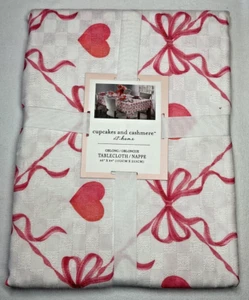 Cupcakes AND Cashmere TABLECLOTH 60 X 84 Valentines Day Hearts BOWS PINK NIP - Picture 1 of 2