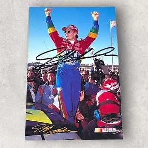 Jeff Gordon 1995 CHAMPION POSTCARD signed 3x5 NASCAR photo VICTORY LANE WIN! - Picture 1 of 2