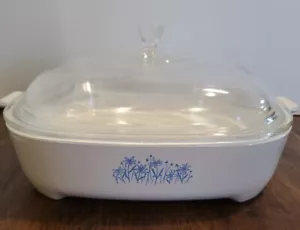 Vintage Corning Ware Microwave Footed Browning Dish 10 x 10 x 2 w/ Glass Cover - Picture 1 of 15