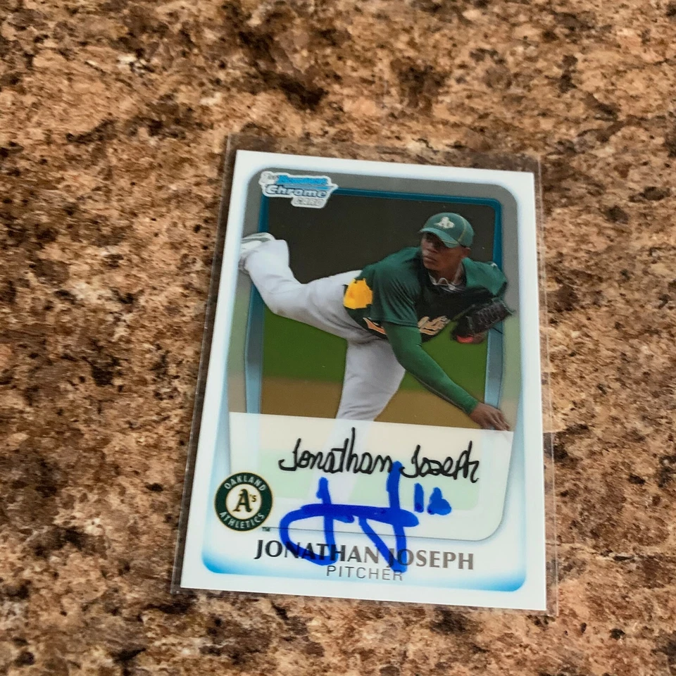 Jonathan Joseph Signed 2011 Bowman Chrome Rc Auto Oakland Athletics A's - Image 1 of 1