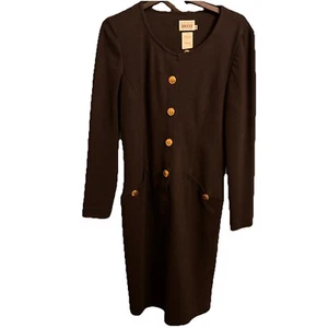 Vintage Secretary Dress Leslie Faye Black Button-Down  Size 10 - Picture 1 of 3