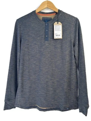 Prana Mens Henley Shirt Size Small Ronnie Long Sleeve Blue Cotton Jersey Outdoor - Image 1 of 4