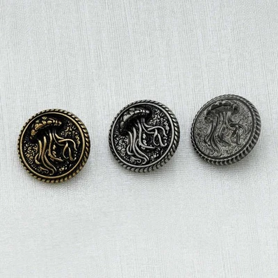 5pcs Jellyfish Carving Metal Button, for Sewing & Crafts DIY Decor 15-23mm - Image 1 of 4