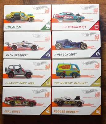Coches Hot Wheels ID 8 incluyendo Myster Machine, Jeep Jurrasic Park y otros 6 NUEVO Foto 1 de 4