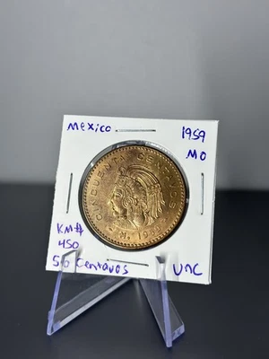 1959 Mo Mexico 50 Centavos Coin Red Uncirculated UNC GEM RED - Image 1 of 2