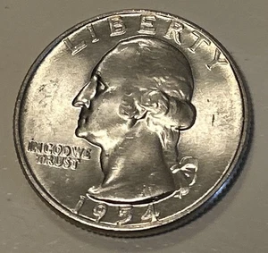 Cuarto de plata 90 % Washington 1954 BU/UNCWashington - baja acuñación - plata subiendo - bonito - Imagen 1 de 2