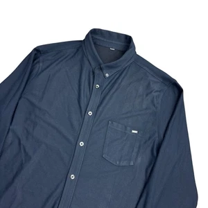 Camisa con botones Vuori Ace para hombre grande azul marino manga larga rendimiento elástica - Imagen 1 de 10