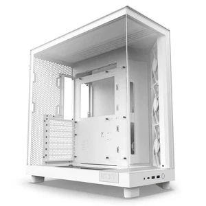 NZXT H6 Flow Mid Tower PC Case White Dual-Chamber ATX Gaming w/ Tempered Glass - Picture 1 of 8