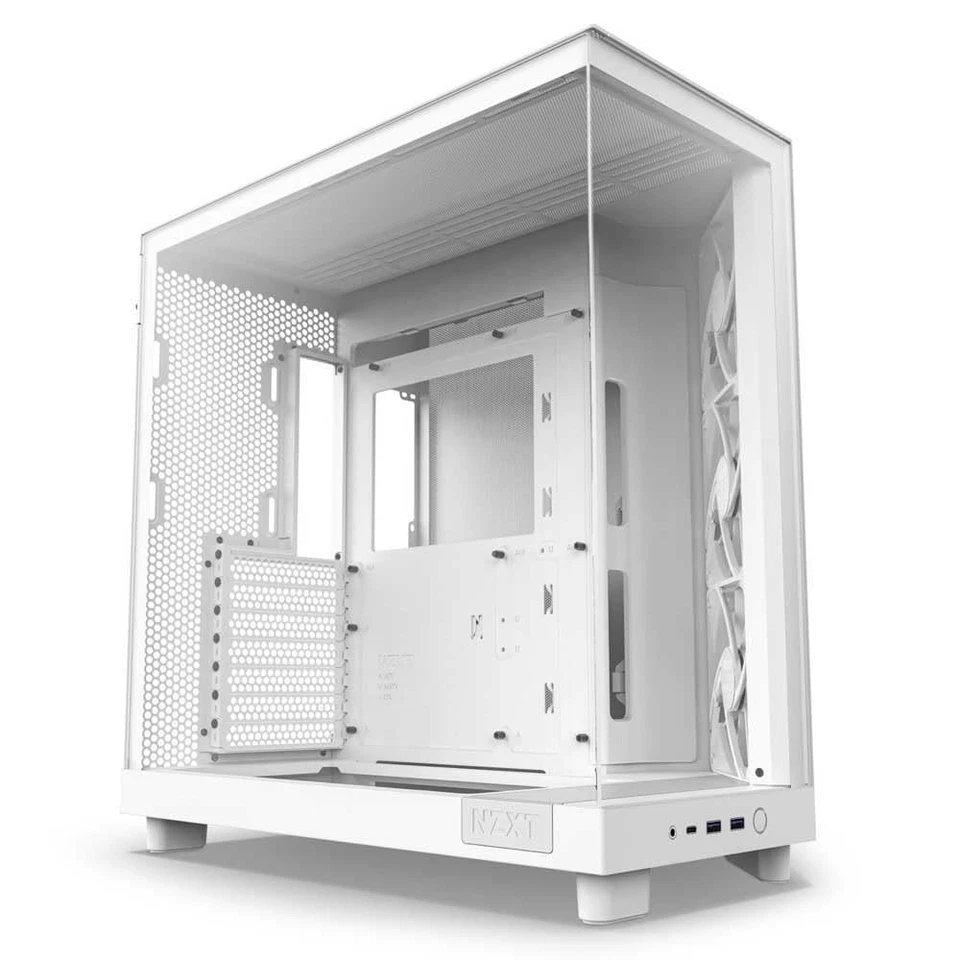 NZXT H6 Flow Mid Tower PC Case White Dual-Chamber ATX Gaming w/ Tempered Glass - Image 1 of 4