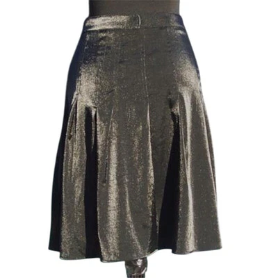 Falda Cache Negra Lujo Plisada Metálica Brillo Nueva Elastizada Nueva con Etiquetas $168 XL Foto 1 de 4