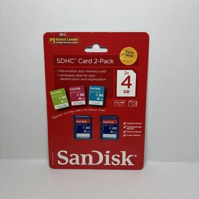 SanDisk SDHC 4GB Card Extra Value 2 Pack For Cameras & Camcorders NEW! 2 X 4GB - Image 1 of 2
