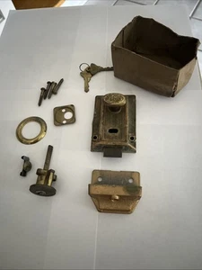 Vintage 1930s Deadbolt ELGIN Lock Apartment Door Manual Twist Turn Lock - Picture 1 of 14