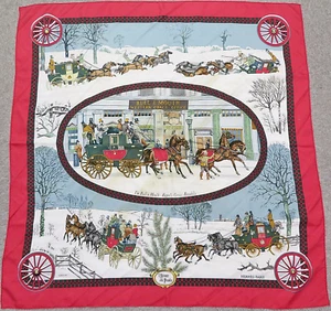 Autentica sciarpa HERMES "THE BULL & BOUTH" rossa 100% seta #59833 - Foto 1 di 11