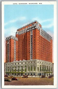 Vtg Milwaukee Wisconsin WI Hotel Schroeder 1930s View Linen Postcard - Picture 1 of 2