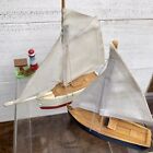 HTF VTG Miniature Boats Sailboats Wood Desk Models Souvenir Nautical Cottage