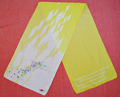 BUFANDA LARGA PARA HOMBRE ITALIA VINTAGE AUTÉNTICA EXPO 2002 EVEN PARTNER AMARILLO VERDE Foto 1 de 4