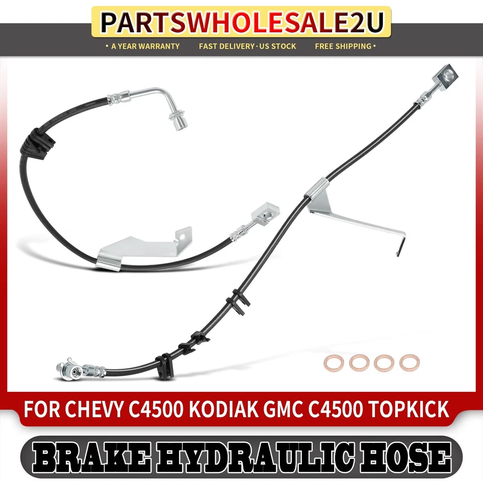 2x Manguera hidráulica de freno delantero para Chevrolet C4500/5500 Kodiak GMC C4500 Topkick Foto 1 de 4
