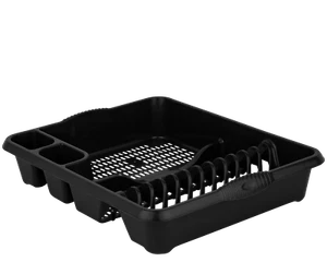 Large Dish Drainer 12 Plates with Drainage Hole Washing Up Rack Holder Dark Grey - Picture 1 of 6