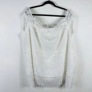 Roaman's Plus Size 26 Schulterfreies Spitzen Blusentop Weiß - Bild 1 von 5