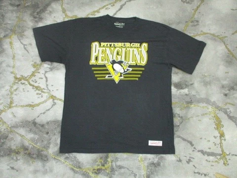 Pittsburgh Penguins T-Shirt Mens 2XL XXL Mitchell & Ness Throwback Short Sleeve Cover